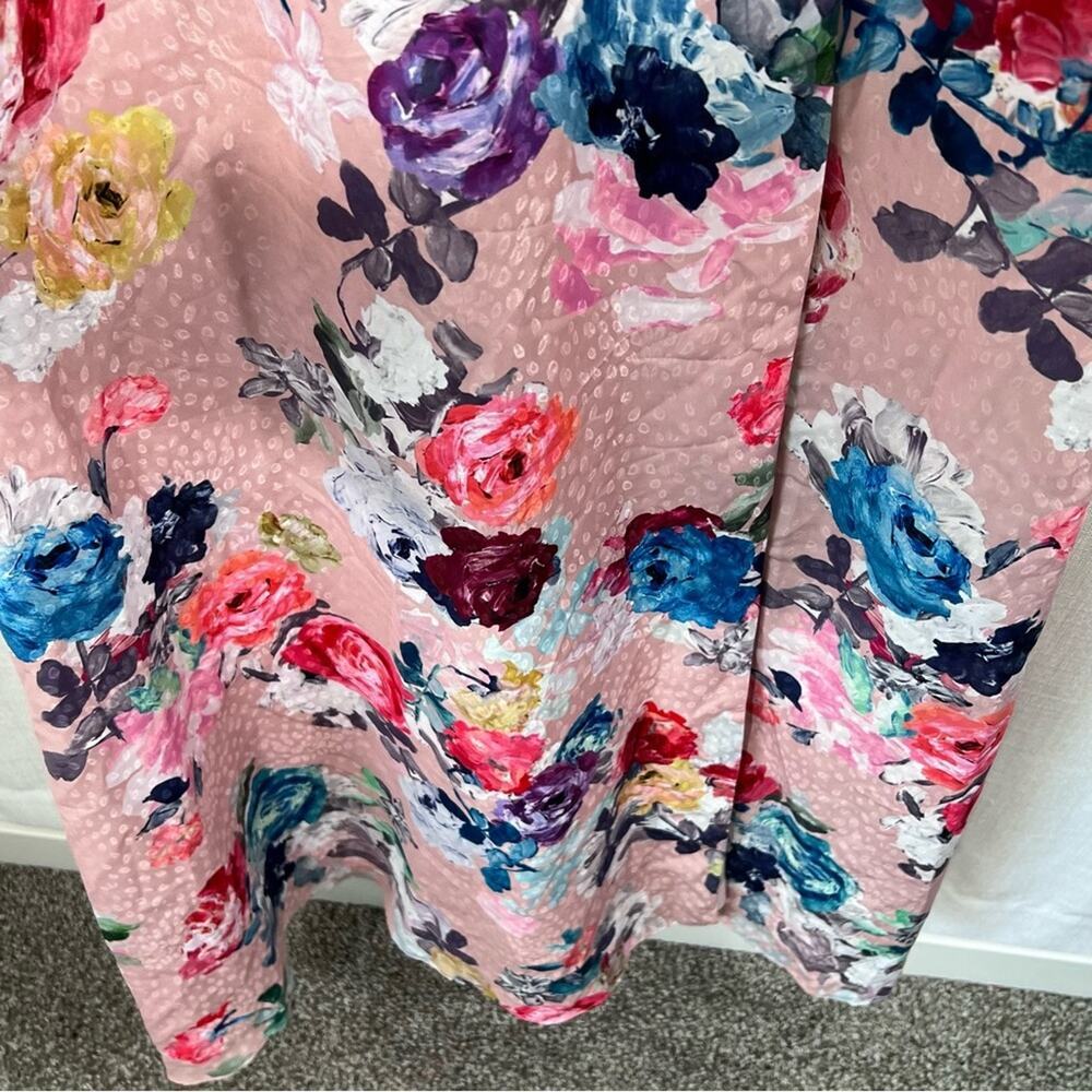 Adrianna Papell Floral Satin Jacquard Halter Event Gown Size 6 - Picture 9 of 16